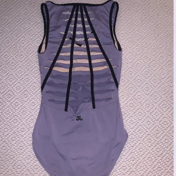 Purple Dance Body Suits with Cut Outs - Picture 2 of 4